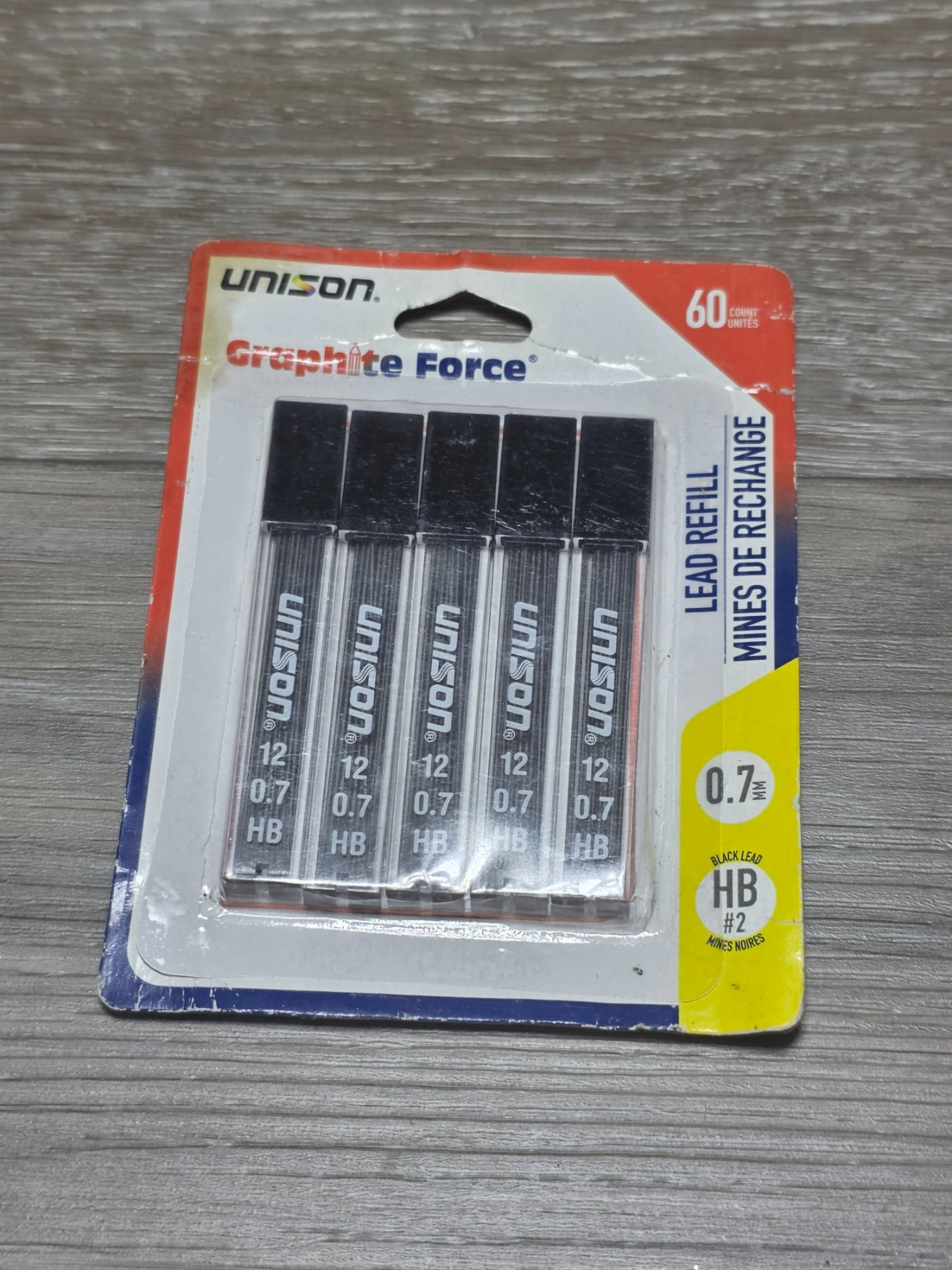 Unison Graphite Force 0.7mm HB #2 Mechanical Pencil Lead Refills 60 Count