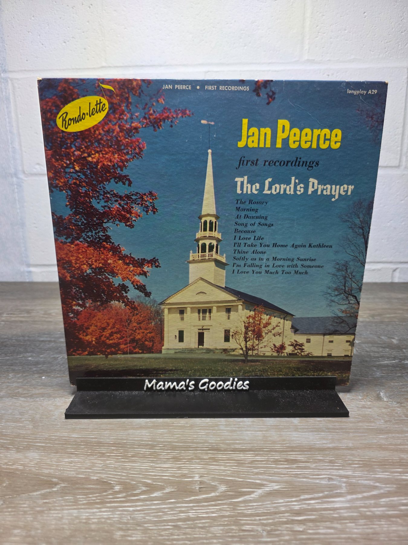 Vintage Jan Peerce First Recordings The Lord's Prayer LP Rondo-lette A29