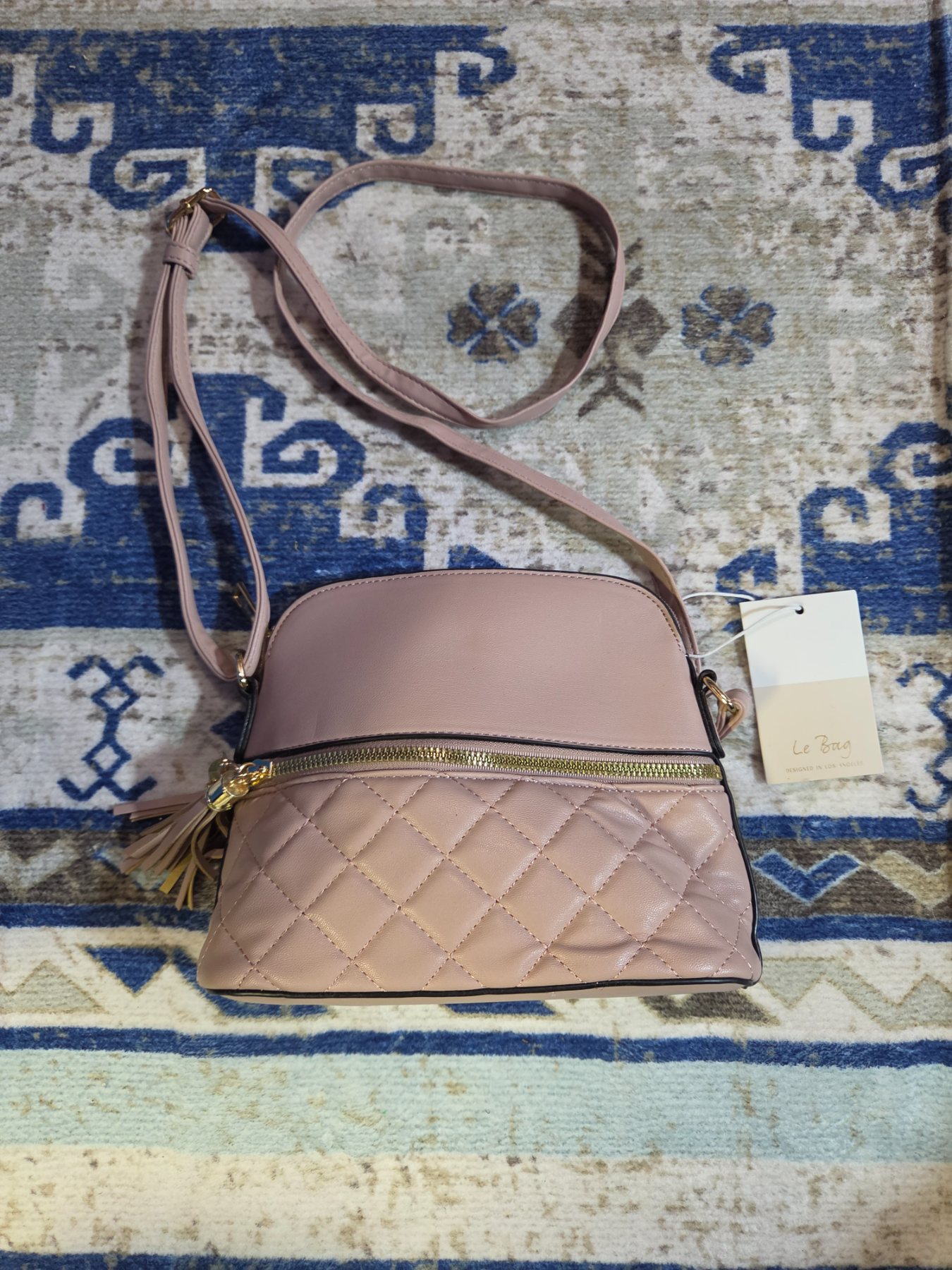 Le Bag Blush Pink Quilted Tassel Crossbody Handbag