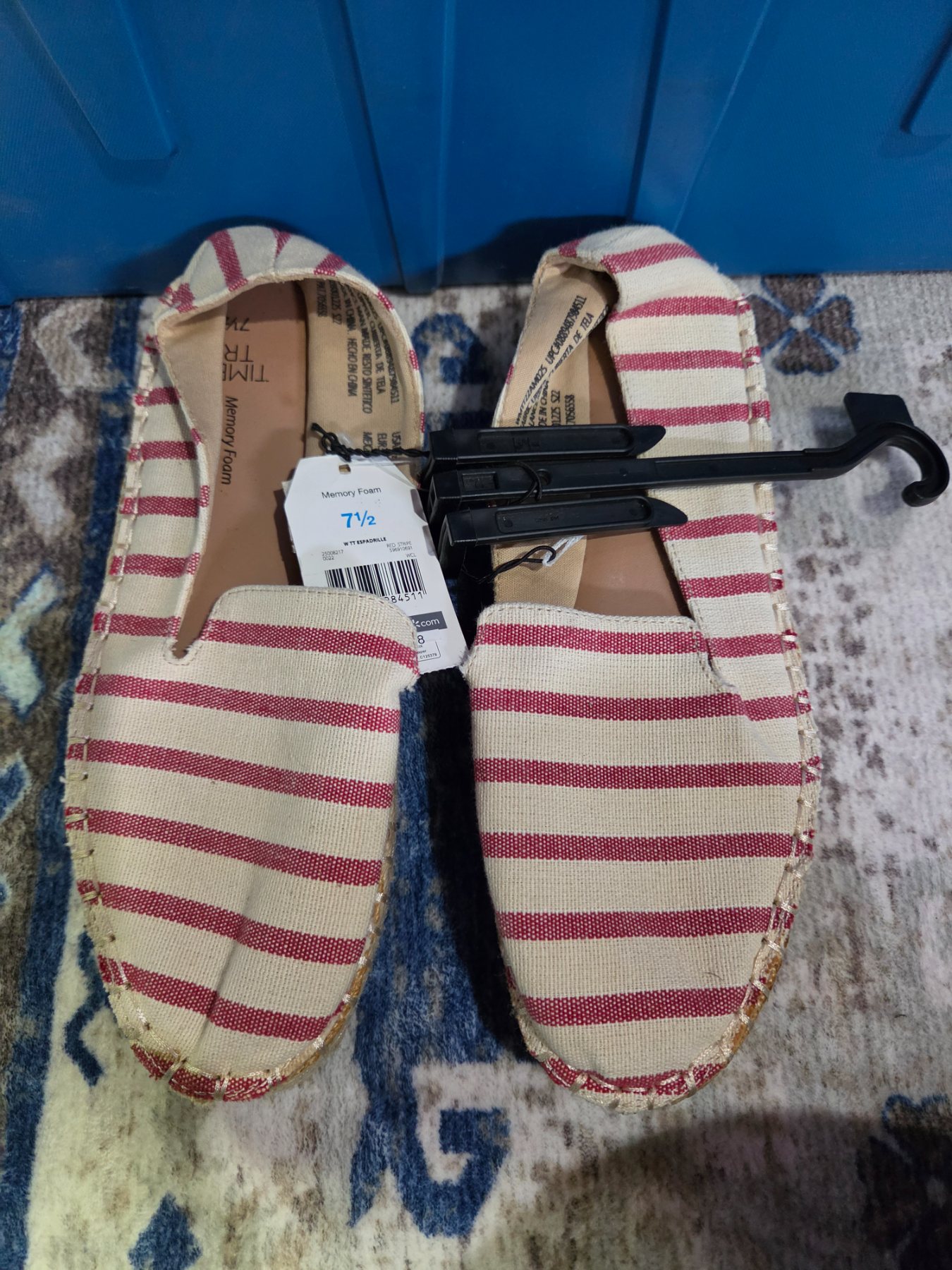 Time and Tru Women's Espadrille Slip-On Flats Red Stripe Size 7.5