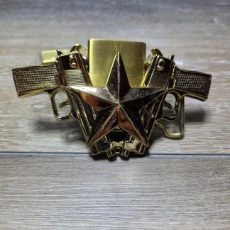 Western Sheriff Star Crossed Pistols Belt Buckle w/ Removable Lighter