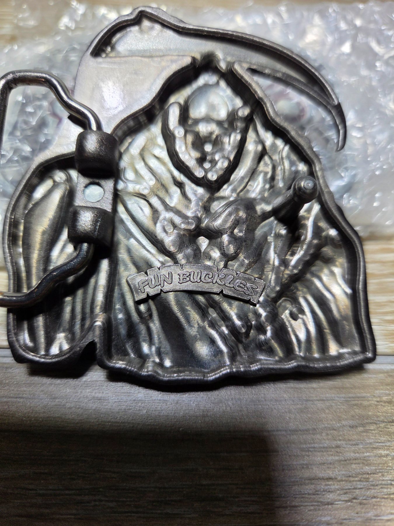 Fun Buckles Grim Reaper Scythe Metal Belt Buckle Gothic Biker - Image 3