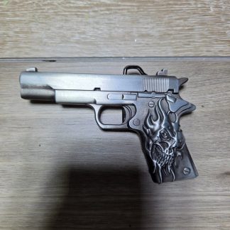 Fun Buckles Skull Flame Pistol Gun Metal Belt Buckle