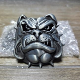 Angry Bulldog Head Spiked Collar Black Metal Belt Buckle