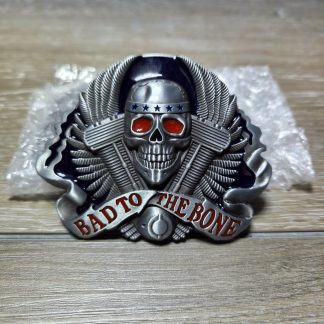 Bad To The Bone Skull Wings Biker Motorcycle Belt Buckle Red Eyes