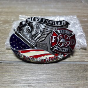 The Fire Fighter American Hero Eagle Flag Enamel Belt Buckle