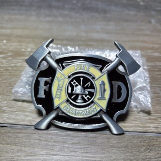 Fire Department Firefighter Belt Buckle Crossed Axes Maltese Cross