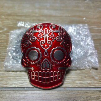 Red Sugar Skull Belt Buckle Day of the Dead Calavera