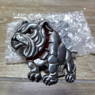 Angry Bulldog Spiked Collar Western Metal Belt Buckle Silver Tone