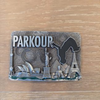 Parkour Rectangle Metal Belt Buckle Urban Landmarks Silver Tone