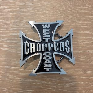 West Coast Choppers Iron Cross Logo Black Silver Metal Belt Buckle