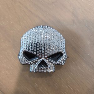 Rhinestone Skull Head Belt Buckle Silver Tone Black Gothic Punk
