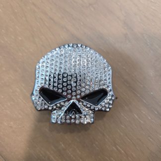 Rhinestone Skull Head Belt Buckle Silver Tone Black Gothic Punk