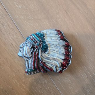 Western Native American Chief Headdress Multicolor Metal Belt Buckle