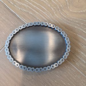 Oval Motorcycle Chain Edge Blank Belt Buckle Gunmetal Black