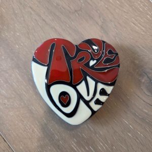 True Love Heart Shaped Red Black Enamel Metal Belt Buckle