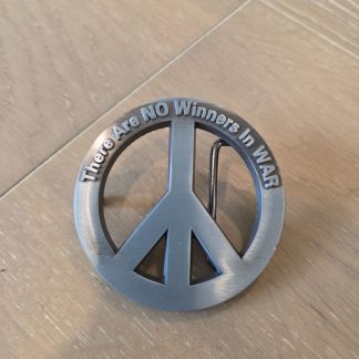 Fun Buckles Peace Sign Belt Buckle There Are No Winners In War Silver Tone