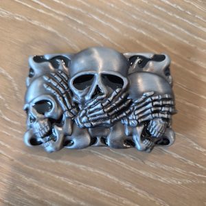 MTD Designs Three Wise Skulls Hear See Speak No Evil Belt Buckle