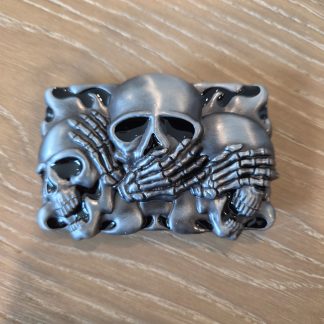 MTD Designs Three Wise Skulls Hear See Speak No Evil Belt Buckle