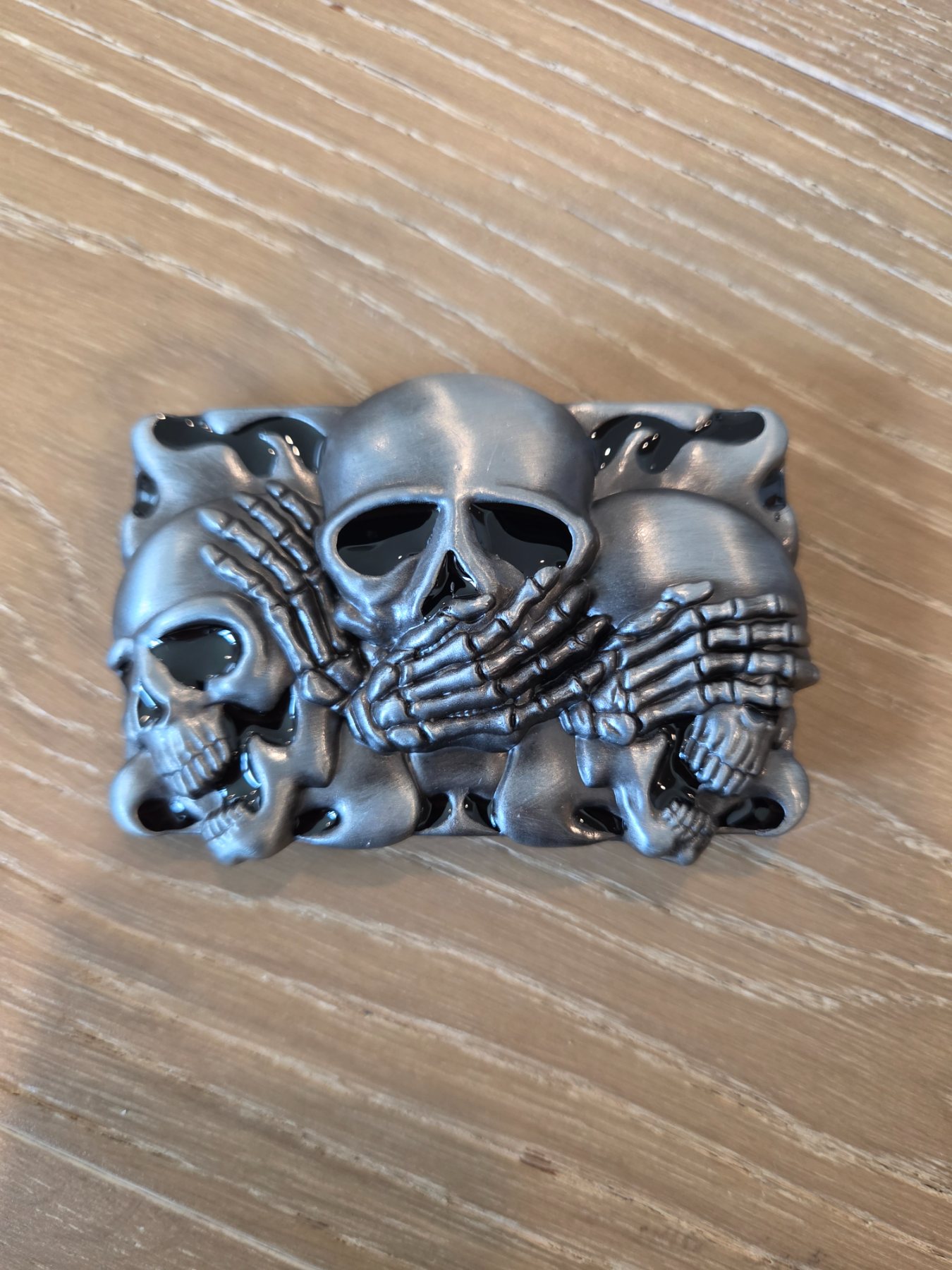 MTD Designs Three Wise Skulls Hear See Speak No Evil Belt Buckle