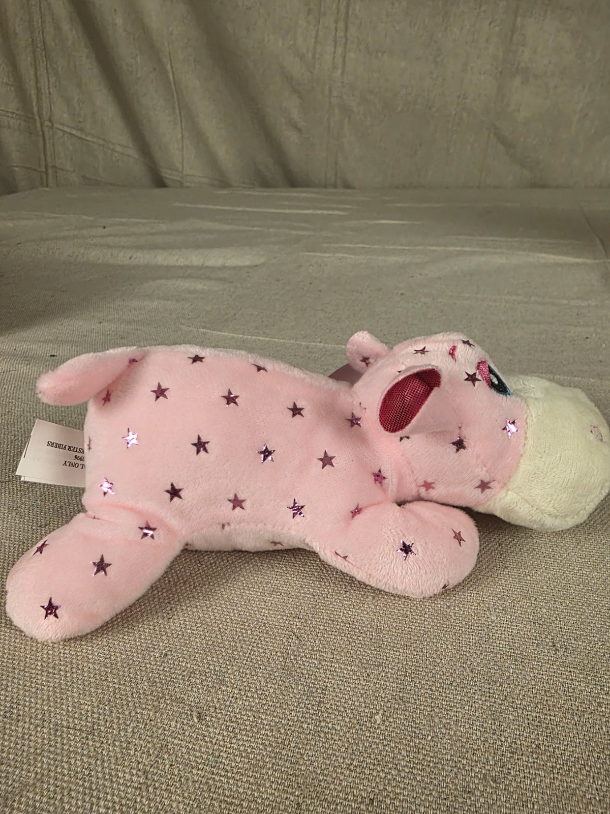 Nanco Plush Pink Hippo Stuffed Animal Toy with Star Pattern NEW - Image 3