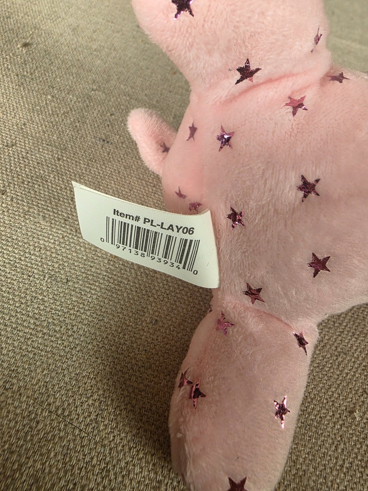 Nanco Plush Pink Hippo Stuffed Animal Toy with Star Pattern NEW - Image 6
