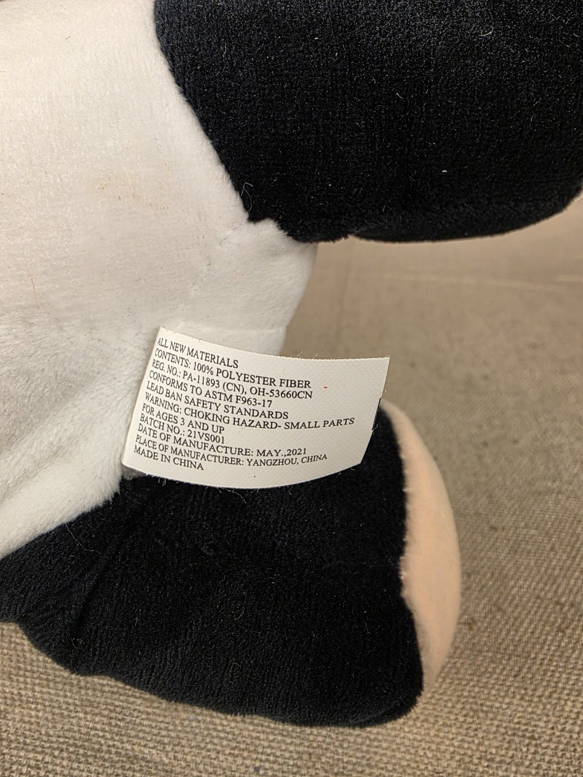 Plush Cow Stuffed Animal Black White Pink Horns Soft Toy - Image 5