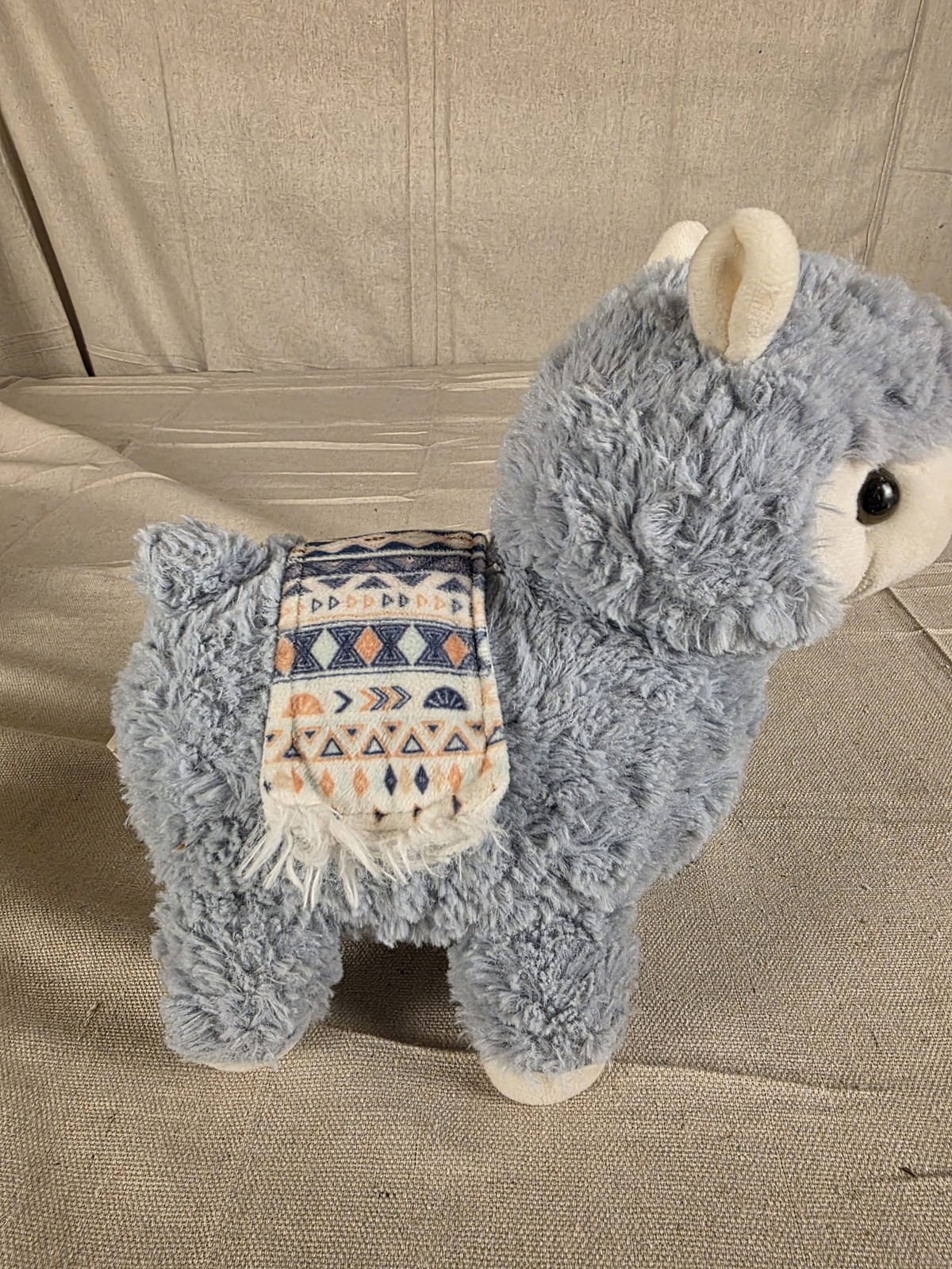 Kellytoy Plush Llama Alpaca Gray Blue with Saddle Blanket 10" - Image 3