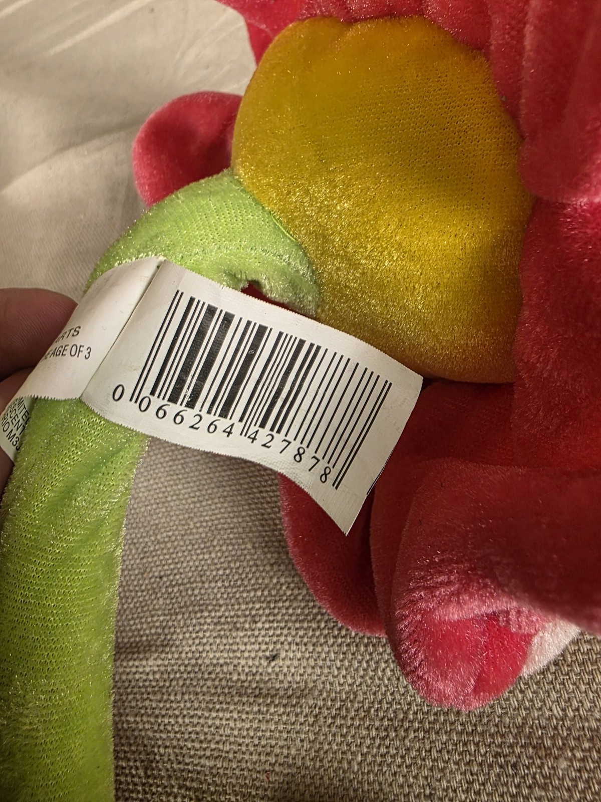 Vintage Bendable Smiley Face Plush Flower Toy Pink Yellow Green - Image 3