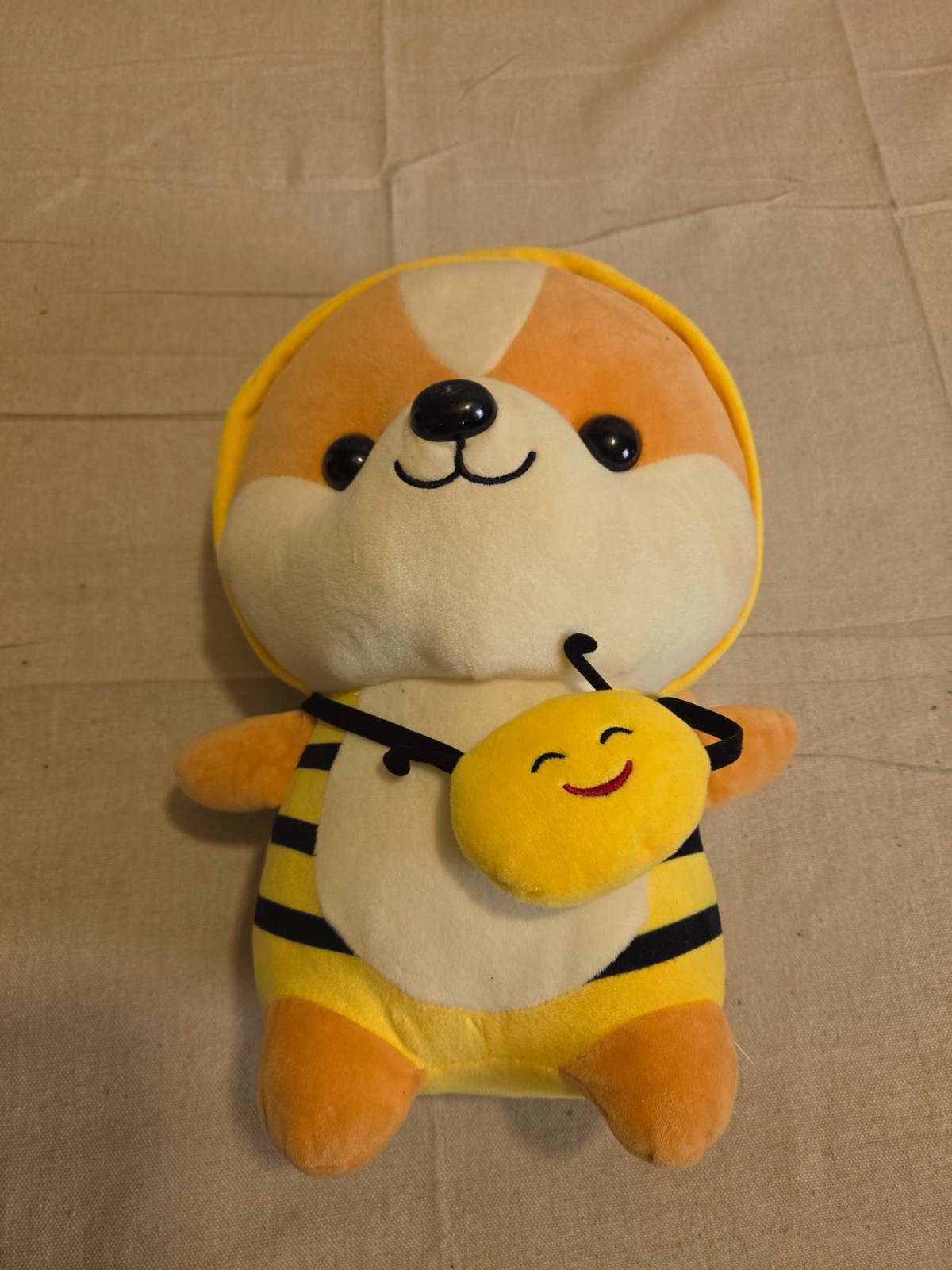 Corgi Shiba Inu Squirrel Plush in Yellow Bee Costume 14 Inch - Image 2