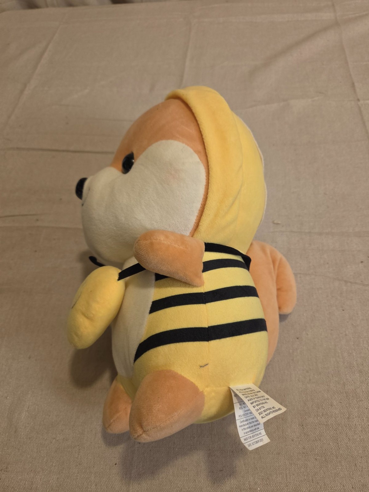 Corgi Shiba Inu Squirrel Plush in Yellow Bee Costume 14 Inch - Image 3