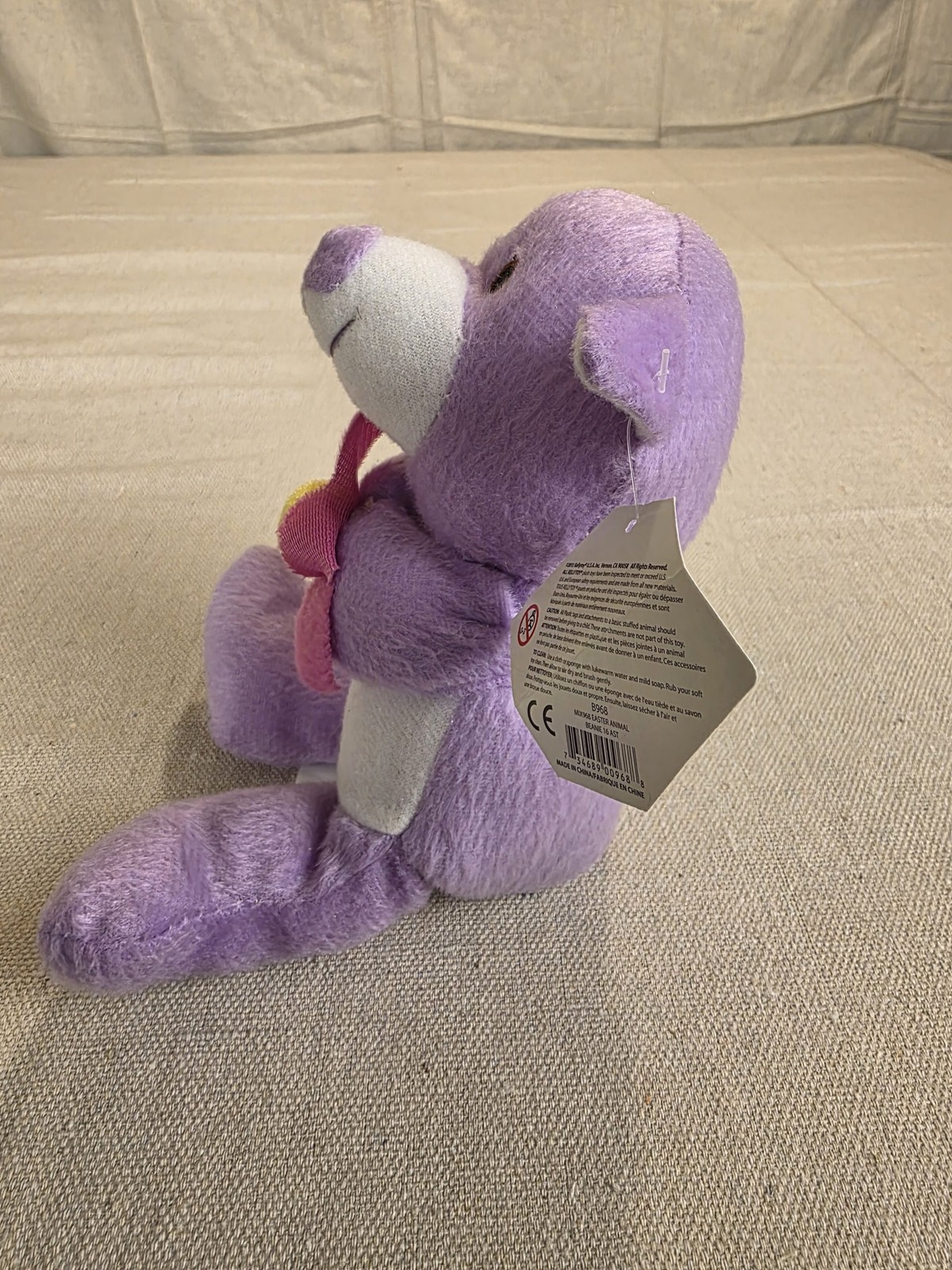 The Original Beanpals Purple Plush Bear Holding Flower by Kellytoy - Image 6