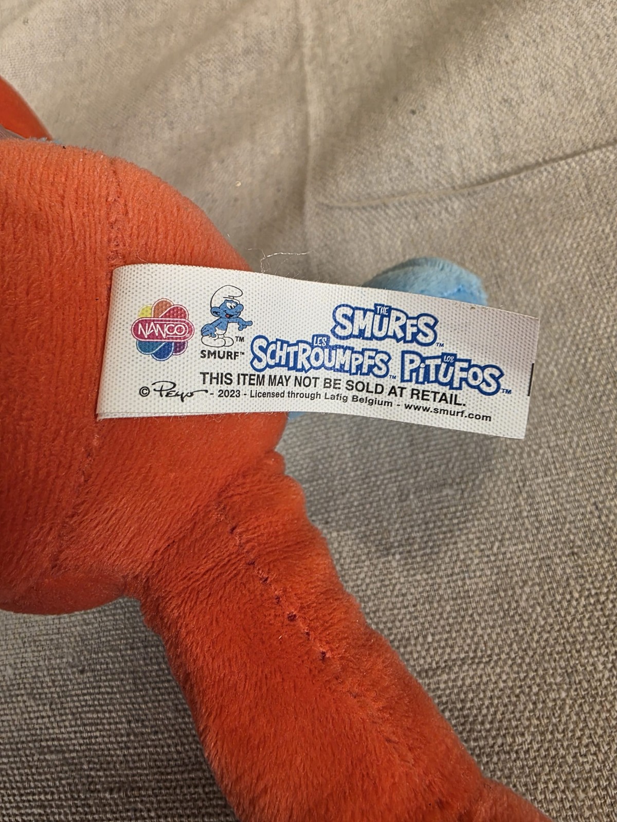 Nanco The Smurfs Papa Smurf Plush Toy 2023 Blue Red 12 Inch - Image 6