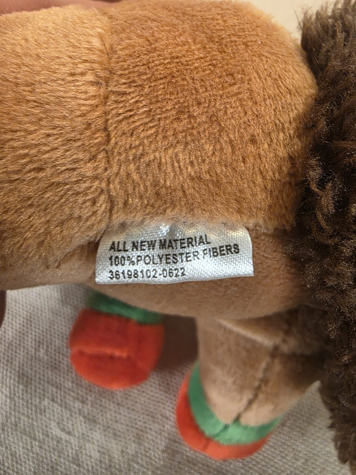 Plush Unicorn Toy Brown Orange Green Scarf Crown Used - Image 4