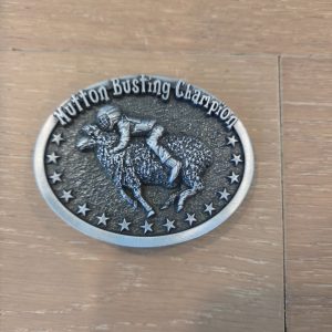 Jean's Friend Mutton Busting Champion Western Oval Belt Buckle