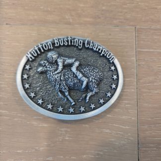 Jean's Friend Mutton Busting Champion Western Oval Belt Buckle