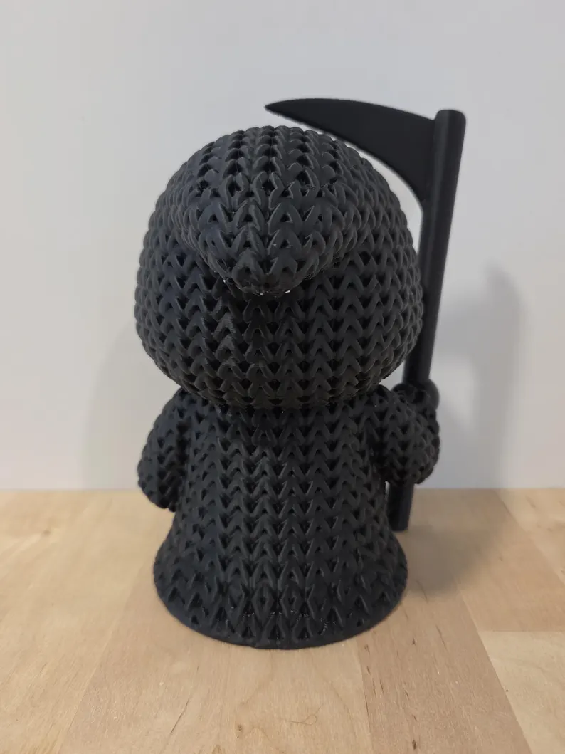 3D Printed Knit Texture Grim Reaper Figurine, Spooky Halloween Decor (6 inches tall) - Image 3