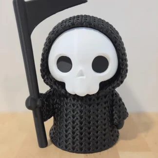 3D Printed Knit Texture Grim Reaper Figurine, Spooky Halloween Decor (6 inches tall)