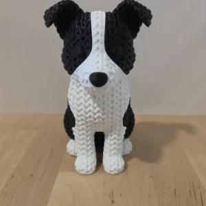Border Collie Figurine – Black White Dog Statue, Desk Decor