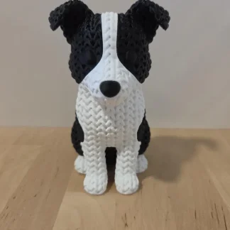 Border Collie Figurine – Black White Dog Statue, Desk Decor