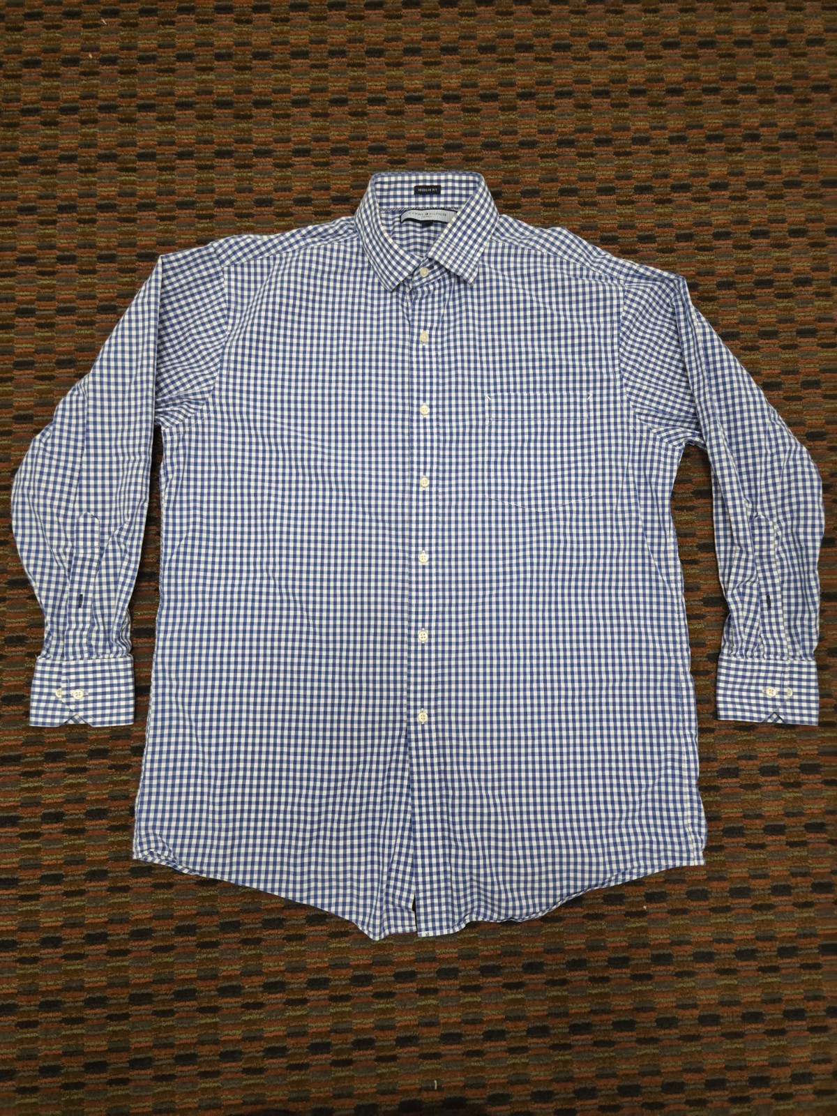 Tommy Hilfiger Ithaca Regular Fit Button Up Shirt Blue White Check Size Large