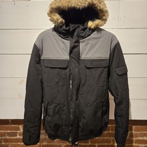 Ween Charm Hooded Puffer Jacket – Men’s XL – Black/Gray – Faux Fur Trim