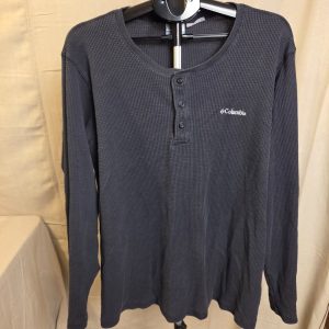 Columbia Henley Waffle Knit Thermal Shirt Mens XXL Black Omni-Wick