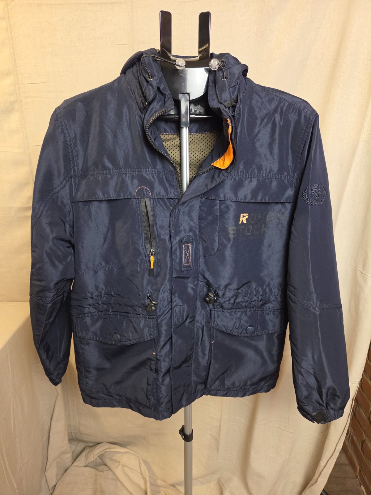 Rough Stock Men's Outdoor Jacket XL Navy Blue Hooded Polyester