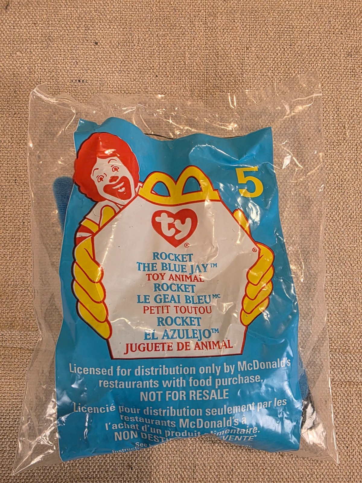 TY Rocket The Blue Jay McDonald's Happy Meal Toy Animal #5 1999 NEW