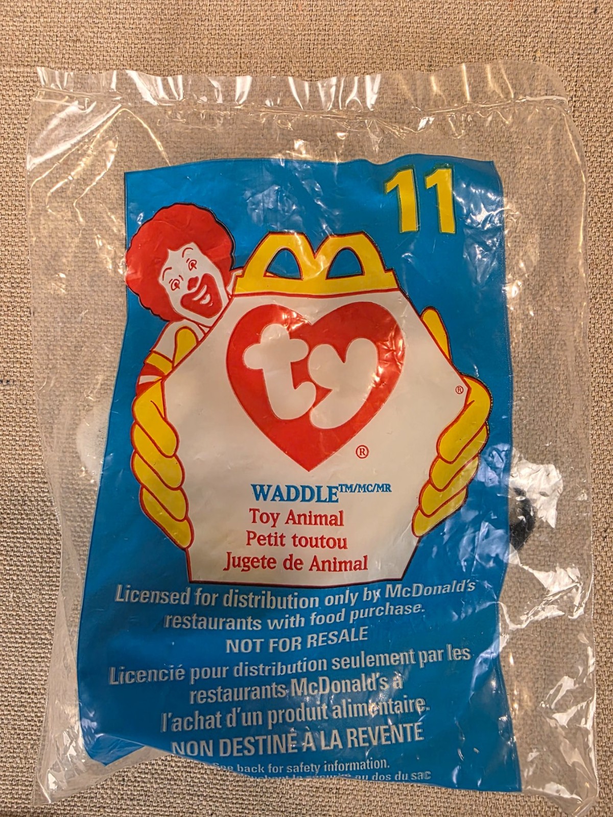 1998 Ty Teenie Beanie Baby Waddle The Penguin McDonald's Happy Meal Toy #11