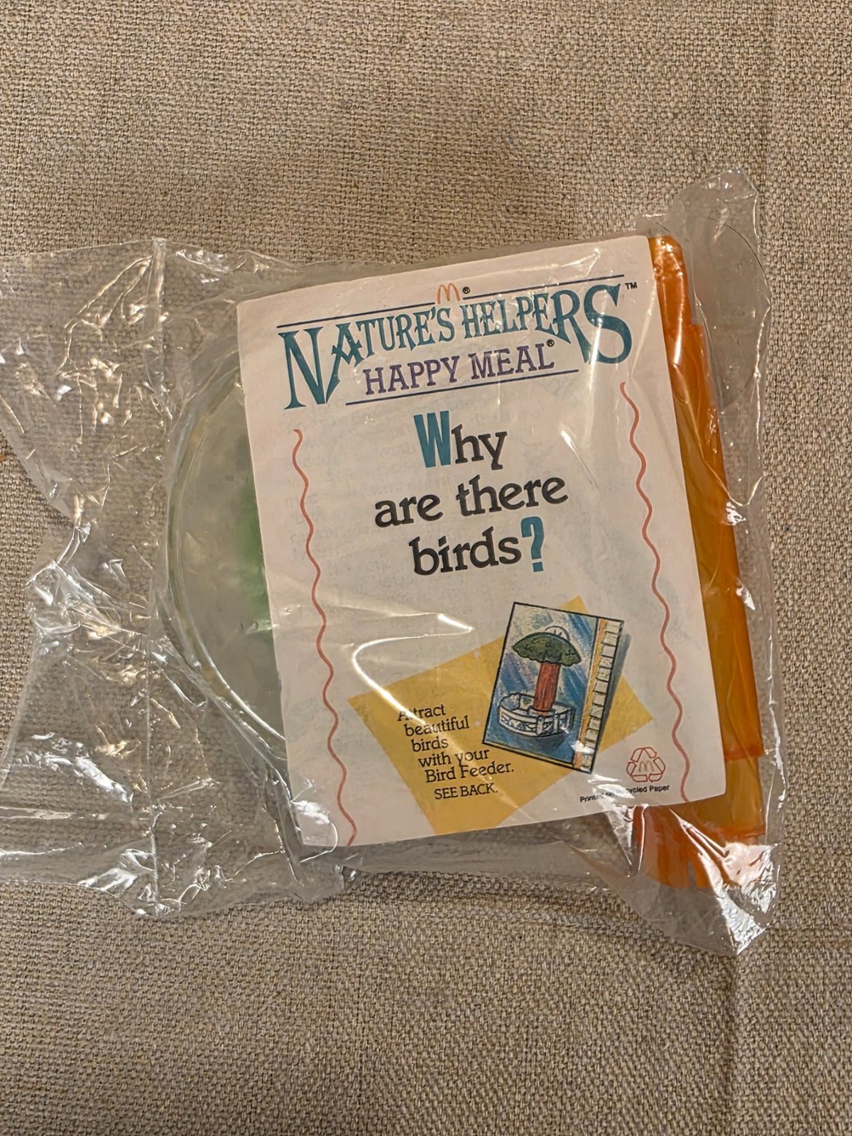 Vintage 1990 McDonald's Nature's Helpers Happy Meal Bird Feeder Toy