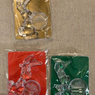 1992 Energizer Bunny Christmas Ornaments Set of 3 Clear Acrylic Vintage