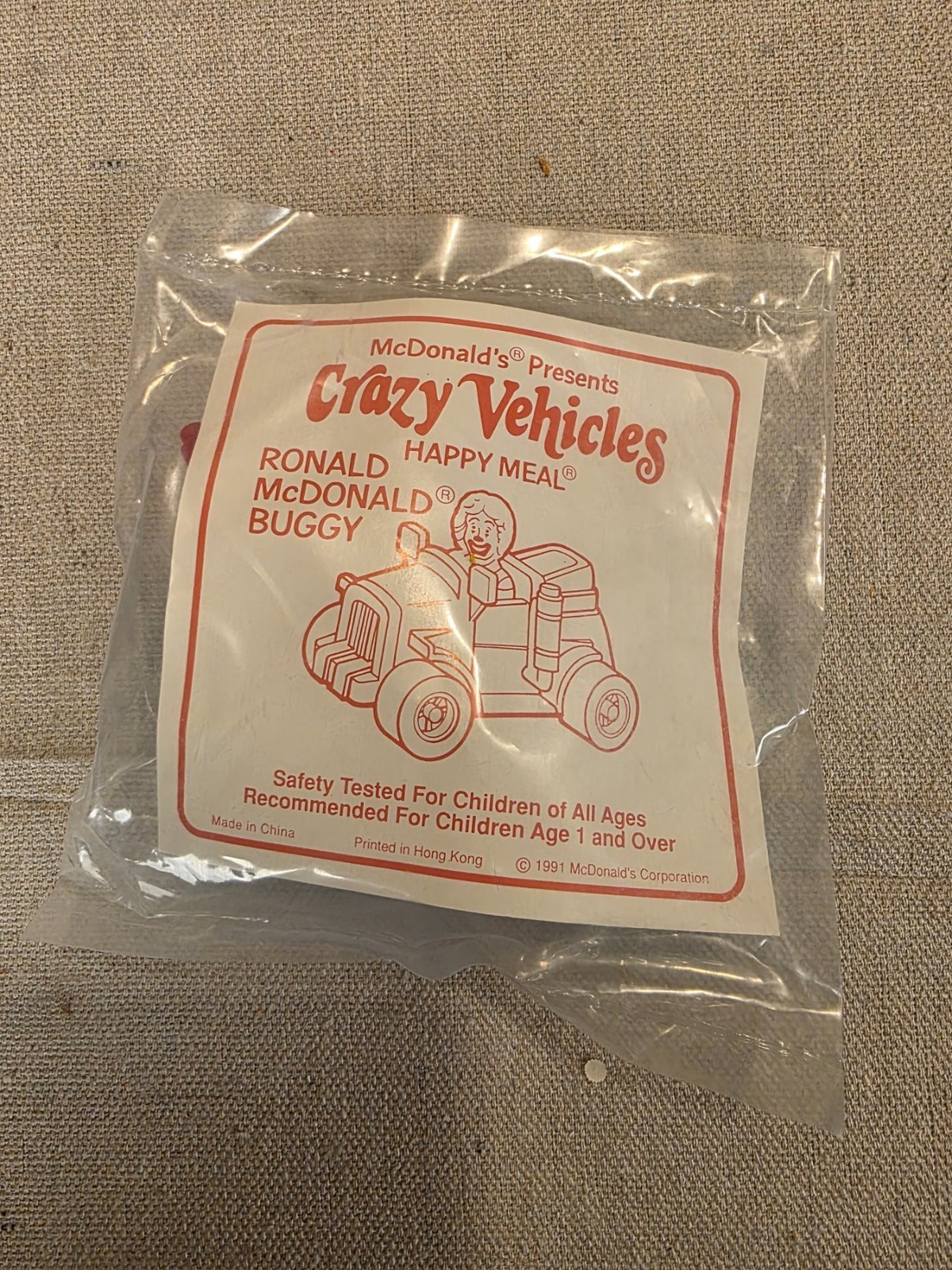 Vintage 1991 McDonald's Crazy Vehicles Ronald McDonald Buggy Toy NEW