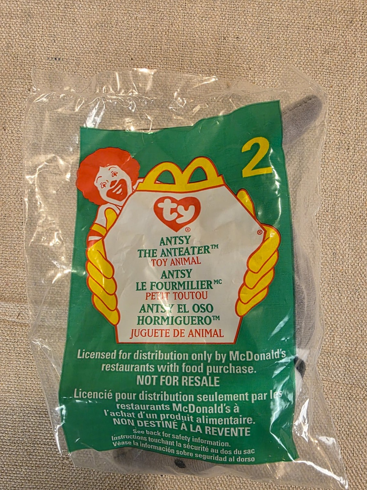 Antsy The Anteater Ty Teenie Beanie Babies 1999 McDonald's Happy Meal Toy